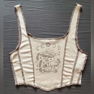 SHEIN size medium, apricot and brown shades with mushroom design